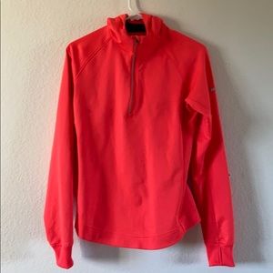 Nike dry fit thermal half zip hood neon coral/pink